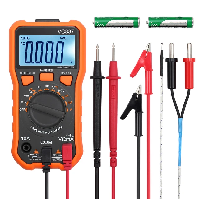 Digital Multimeter TRMS Auto Ranging AC/DC Voltage Current OHM NVC Meter Tester