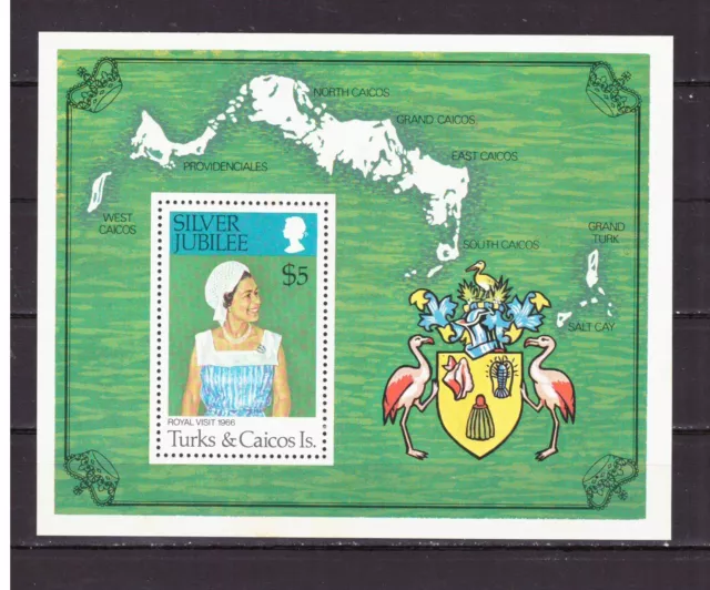 FRANCOBOLLI Stamps Colonie Inglesi Turks  1977 Silver Jubilee MNH Foglietto  &