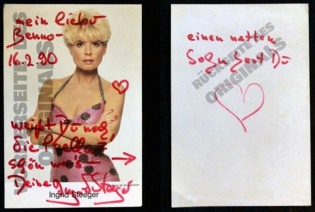 INGRID STEEGER Autogrammkarte mit Orig. Signierung für Kammersänger Benno Kusche