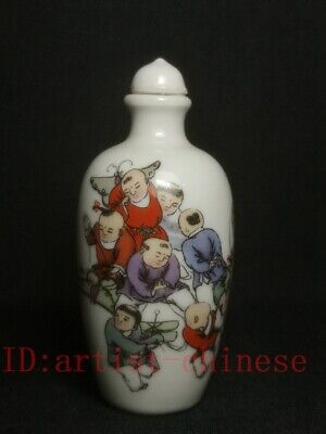 Collectoin Old Chinese Famille rose Porcelain Painting boy Snuff Bottle gift