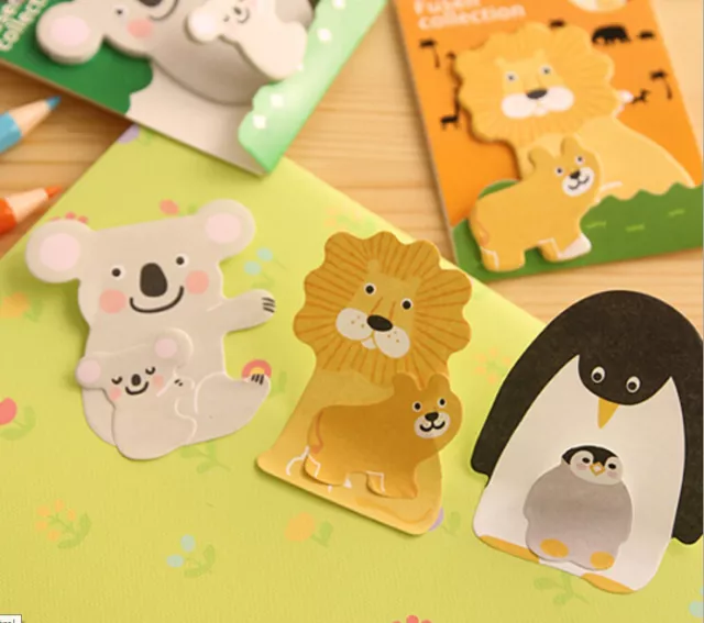 Cute Animal Lion Bear Adhesive Sticky Notes Memo Pad Label Kids Party loot Bag