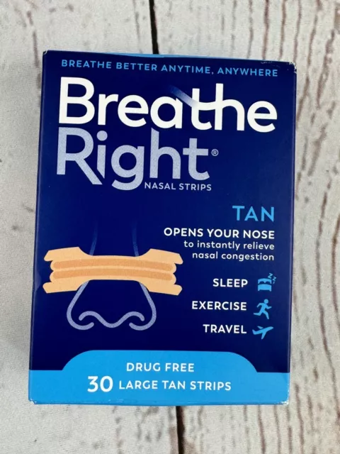 Breathe Right Original Tan Nose Strips 30 Count Reduce Snoring Relieve Congestio