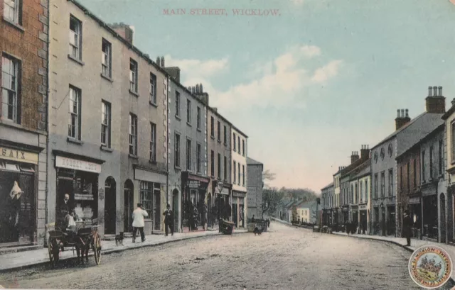 a irish main street wicklow county eire old antique postcard ireland collecting