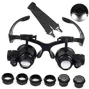 LED Head Mount Magnifier 10X 15X 20X 25X Hands-Free Magnifying 10x 15x 20x 25x