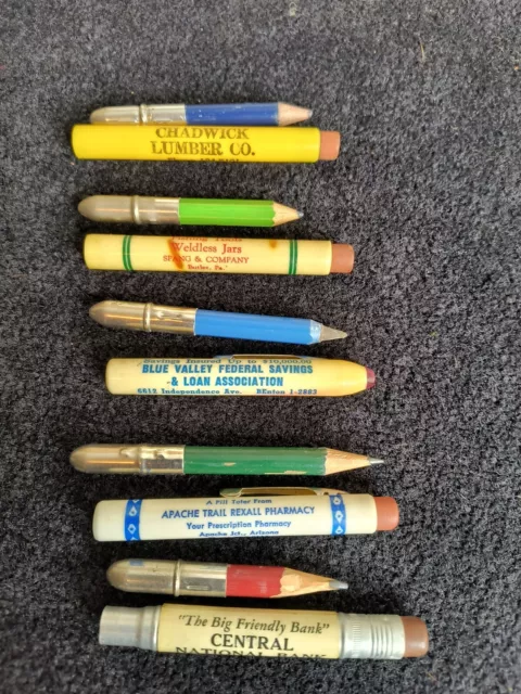 Vintage 5 Bullet Pencil Lot  Antique Rare TX, ILL, KC MO, PA, AZ. RARE Great Ads