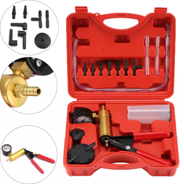 Pump Car Motorbike Bleeding Hand Held Brake Bleeder Tester Set Vacuum Pump Kit