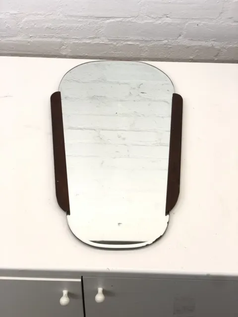 Vintage mid century Asymmetrical Teak Mirror 1960s Danish Design Style
