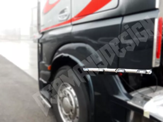 4 Teilig-Edelstahl Spoilerrohr 38mmx1.5mm Apta Mercedes Actros MP4-5 Sin LED ´