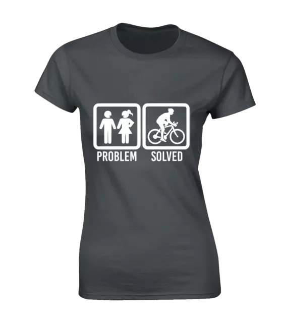 Cycling Problem Solved Ladies T Shirt Funny Cool Cyclist Bike Design Gift Idea 3