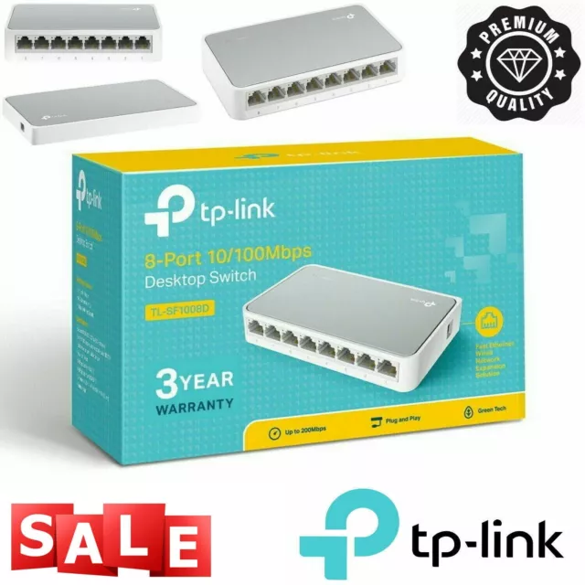 8 Port TP-LINK Fast Ethernet Switch LAN Network RJ45 Splitter Hub Wired NEW