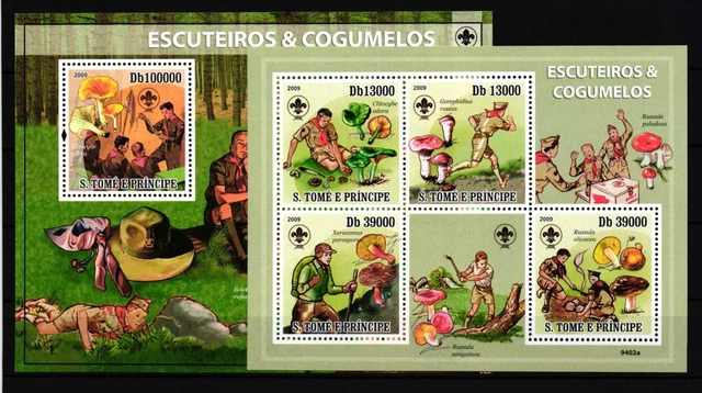 Sao Tome e Principe 4120-4123 und Block 704 postfrisch Kleinbogen / Pilze #GY982