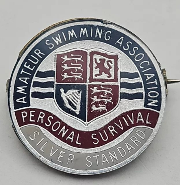 Amateur Swimming Association Personal Survival Silver Standard Badge 26mm Diam