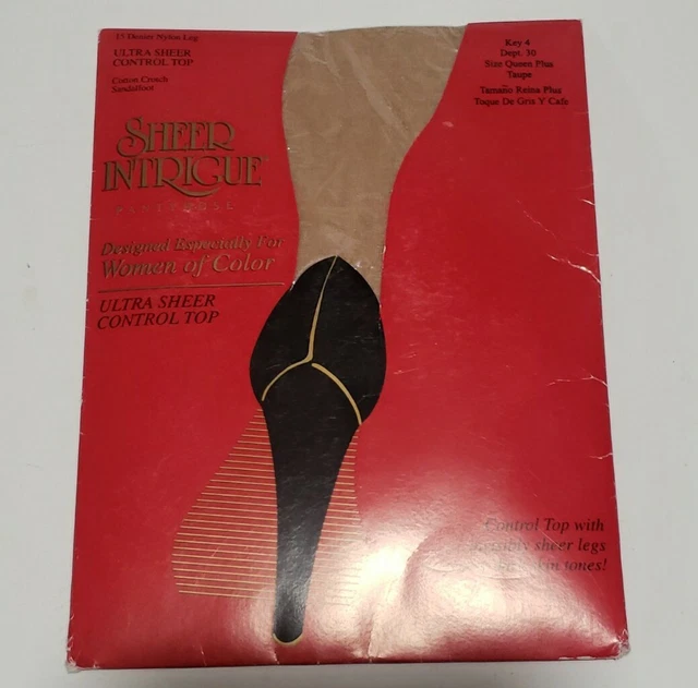 VINTAGE KMART ULTRA Sheer Control Top Size Queen Tall Lace Color