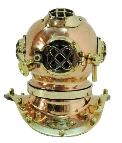 Casque De Plongée US Mark V Réplique - Acier Massif Cuivré Vieilli 15,2 Cm - Décoration Maritime