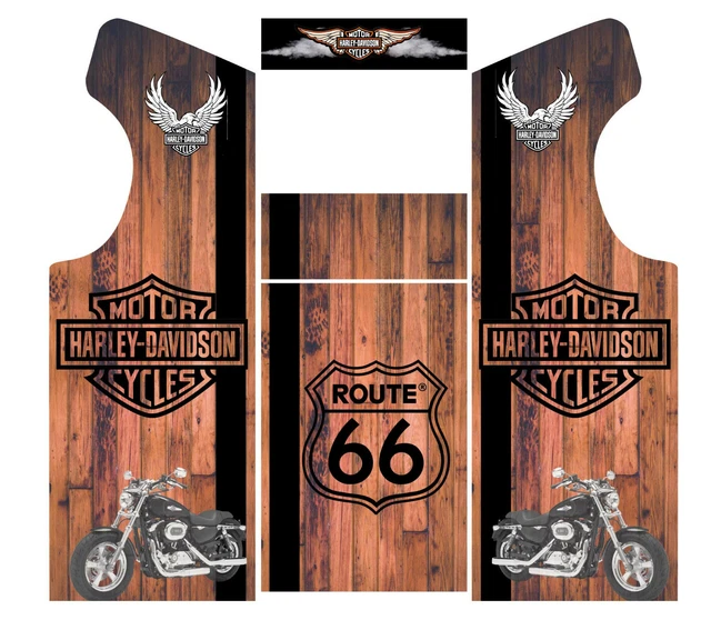 Stickers Borne Arcade – Modèle Harley Bois – Autocollants Personnalisés