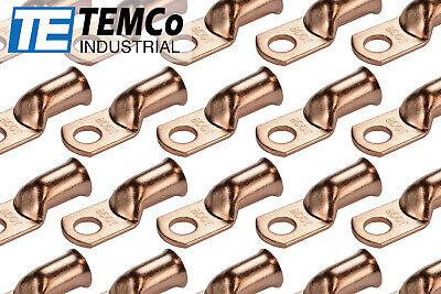 50 Lot 2/0 3/8" Hole Ring Terminal Lug Bare Copper Uninsulated AWG Gauge