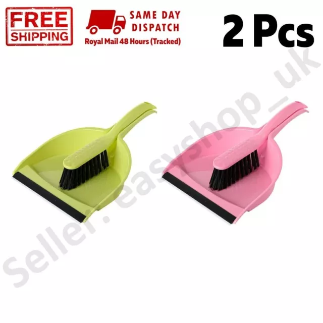 2x Large Strong Garden Kitchen Dustpan PVC AND Hand Brush Builders Work Dust Pan