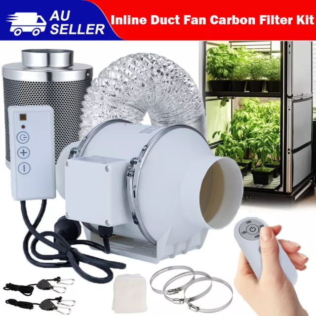 4" 6" Grow Tent Inline Duct Fan Kit Ventilation Carbon Filter & Speed Controller