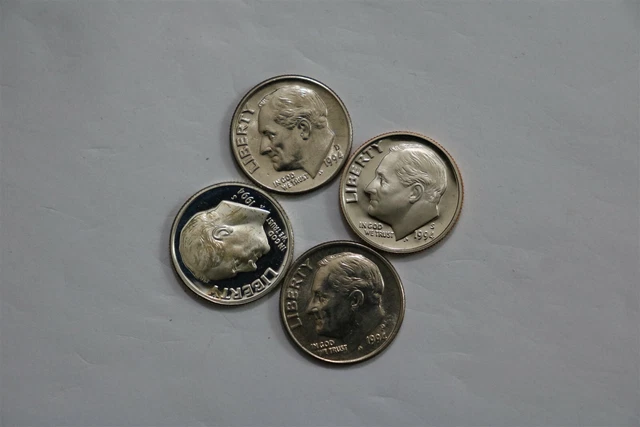 Usa Dime's 1994 All Different All Types With Silver & Proof B32 Cm11-28