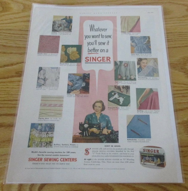 VINTAGE 1952 SINGER Sewing Centers Machine Magazine Advertisement 5.00