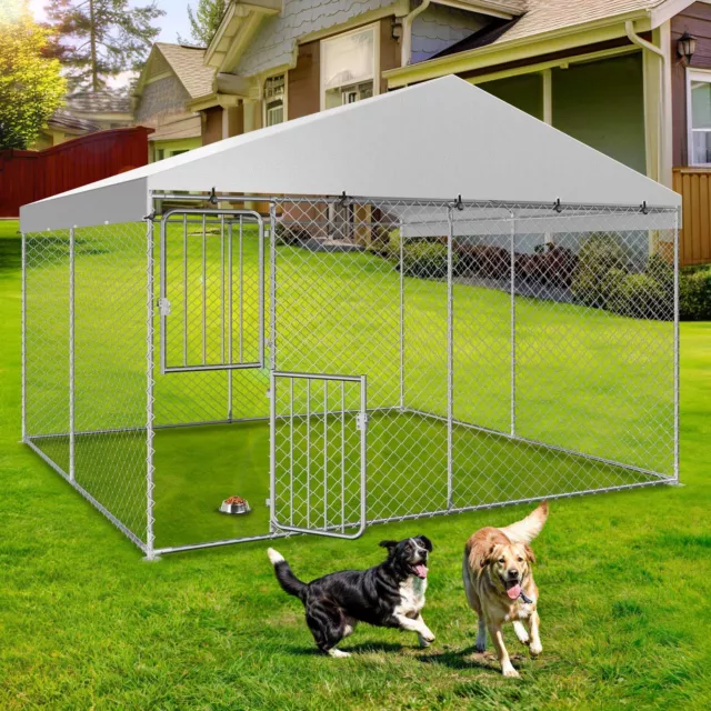 10 x 10 FT Outdoor Pet Dog Run House Kennel Cage Enclosure with Cover Playpen 2