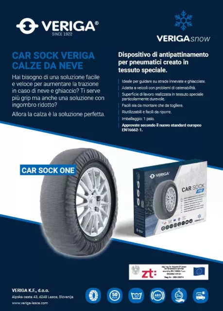 Calze Da Neve Coppia Resistenti Car Socks Omologata EN 16662-1 per 195 50 R19