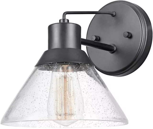 Globe Electric Harrow 1-Light Matte Black Wall Sconce with Clear Glass Shade