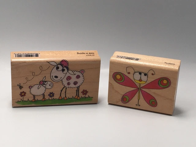 Penny Black 2 Wooden Backed Rubber Stamps ‘Love In Spring’ ‘Flutterfly’