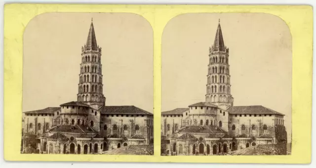 Stereo, France, Toulouse, Eglise Saint Sernin, circa 1870 Vintage stereo card -