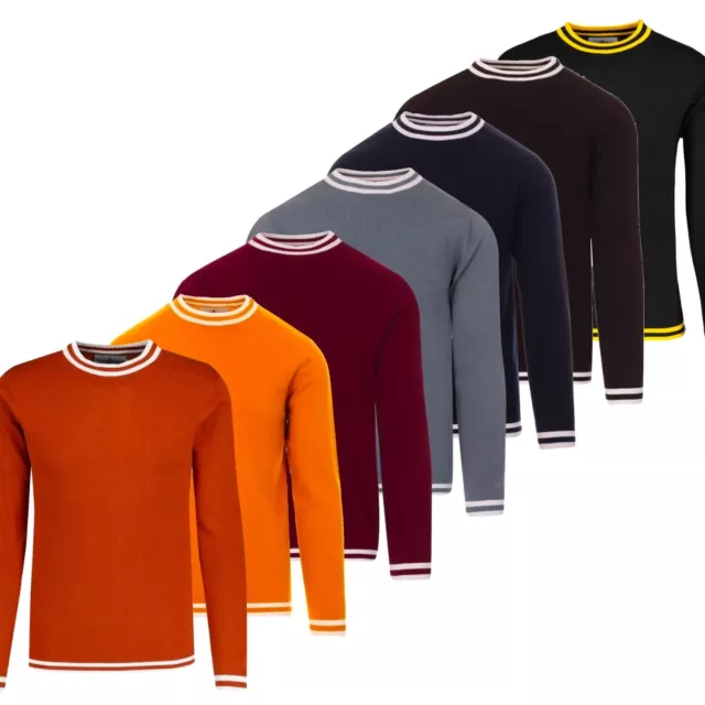 NEU MADCAP HERREN MOD 60er 70er 90er RETRO-SPITZE PULLOVER TOP Langarm Mond MC587