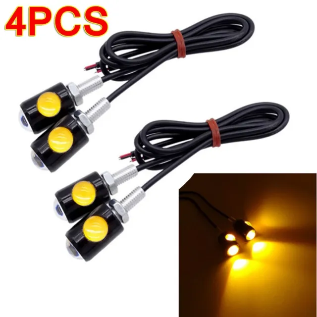 4X Universal Mini Motorcycle LED Turn Signals Indicator Amber Blinker Light Lamp