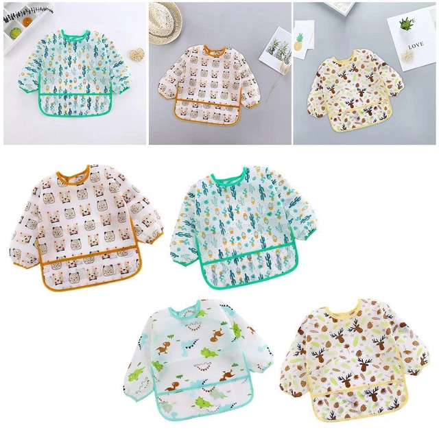 Baby Feeding Bib Long Sleeve Waterproof Lunch Apron