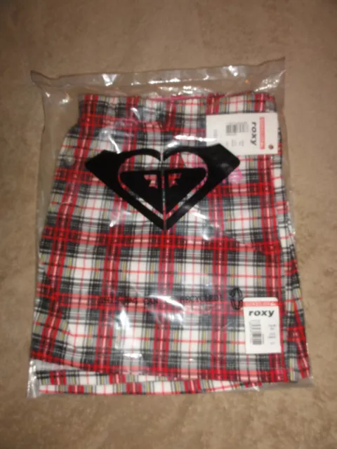 Women's ROXY Quicksilver Plaid Flannel Boxer Shorts Sz L NEW!