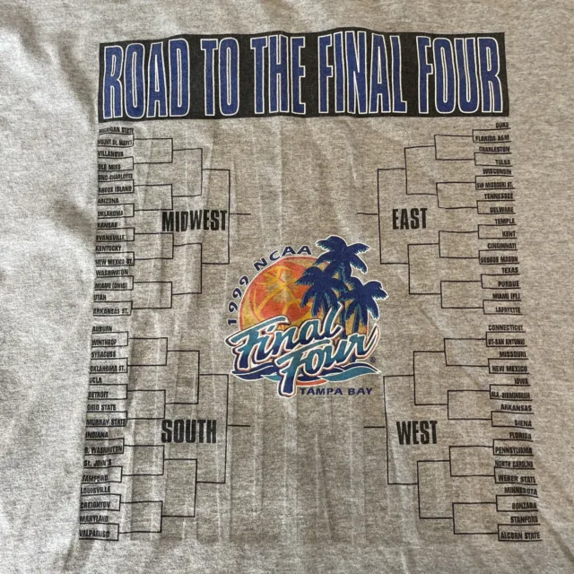 Vintage 1999 NCAA Final Four Bracket T-Shirt Starter Brand; Sz 2XL; UConn Champs
