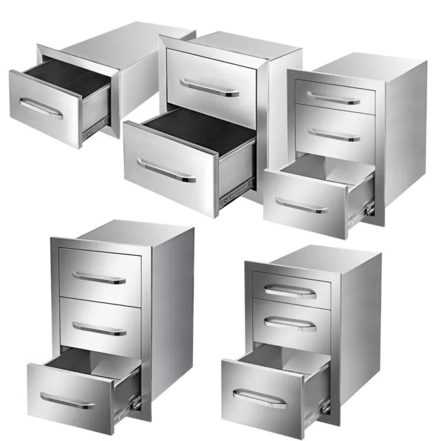 VEVOR Chest of Drawers Outdoor Kitchen BBQ Island Stainless Steel 1-3 Drawers