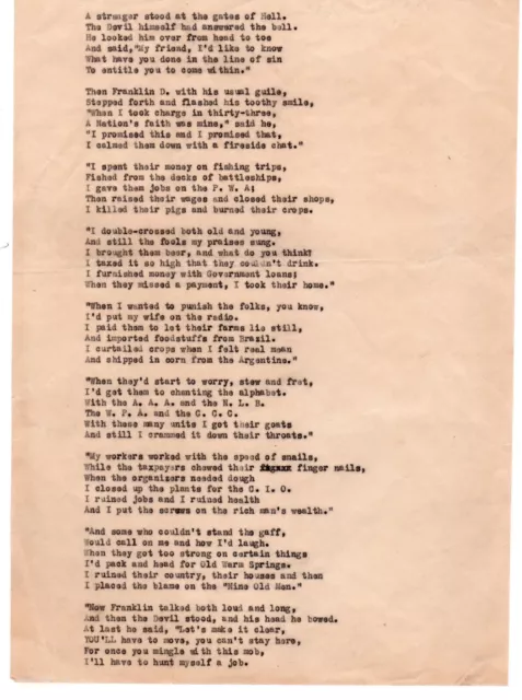 Anti-Franklin D. Roosevelt Poem