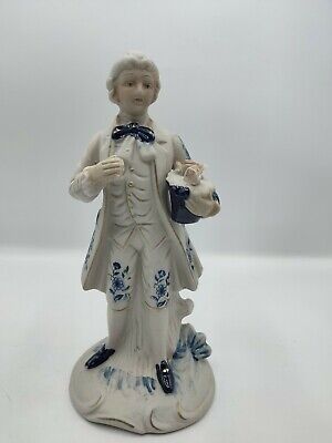 Figura porcellana vintage Dama Francese No Kpm statua statuine blu capodimonte 