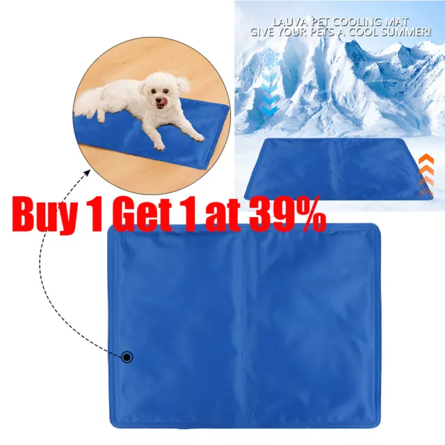 Cooling Mat Dog Puppy Self Cool Pet Non-Toxic Heat Relief Gel Mat M - 3XL Blue