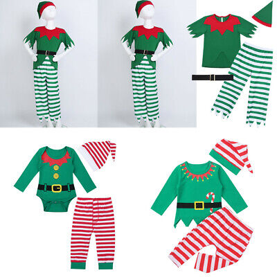 Neonato Natale Costume Elfo Bambino Natale Top + Pantaloni + Cappello Costume Vestito