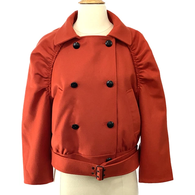 Missoni Double Breasted Virgin Wool Coat Orange Belted Made in Italy Womens US 6