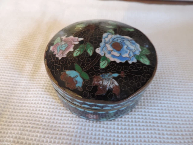 Boîte Ancienne émaillée - Émaux Cloisonnés De Chine - Occasion Bon état - Vintage, Décoration Ou Pilulier