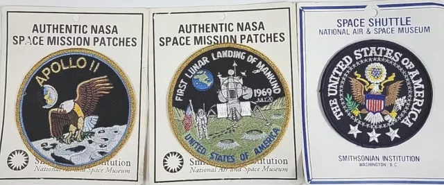 Lot of 3 Space Mission Patches Lunar Landing Apollo Shuttle NASA Smithsonian