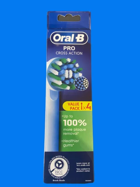 4 Pack Oral B Cross Action Braun Replacement Electric Toothbrush Heads New🪥