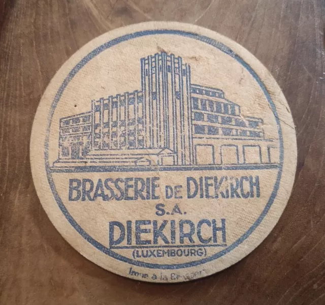 alter Bierdeckel VK ? Brauerei Brasserie Diekirch Luxemburg mit Impressum