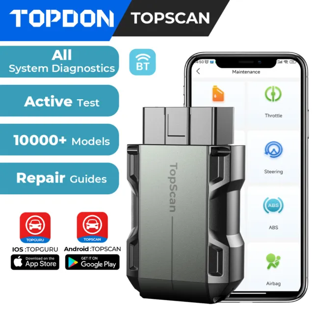 TOPDON TopScan Car OBD2 Scanner Auto Diagnostic Tool ABS SRS TPMS All Systems