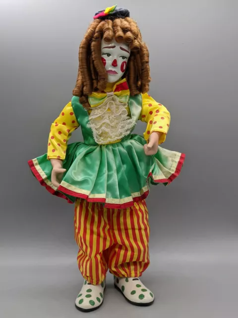 Rare Vtg.Dynasty Doll Collection 16" Porcelain-Sad Clown-Hand Painted-Free Ship.