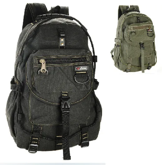 Men Women Fashion Canvas Backpack Shoulder College Bag Black Military Green