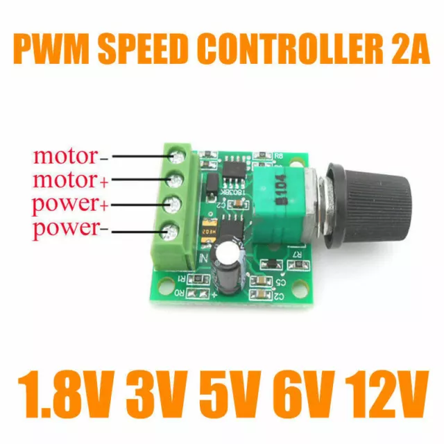 Low Voltage DC PWM Motor Speed Controller Module 1.8V 3V-5V-6V 12V 2A 1803BK XY