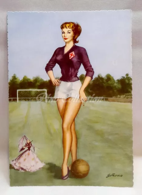 FIORENTINA RARA CARTOLINA vintage bellissima donna SEXY Mascotte Pinup Calcio