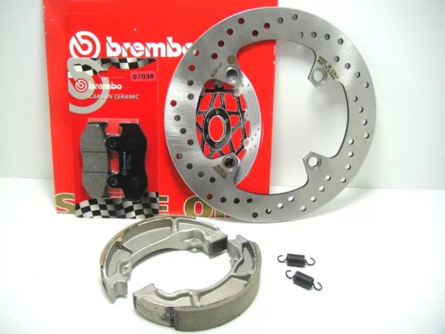 Bre15 Kit Completo Disco Freno Brembo + Pastiglie + Ganasce Honda Sh 125 2008